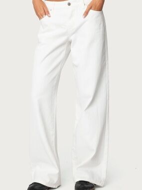 Edikted Roman Low Rise Baggy Jeans - White